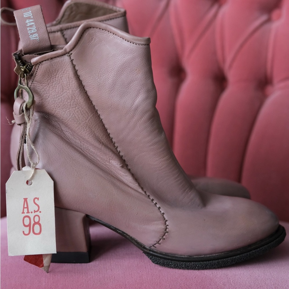 A.S.98 Women's Blush Leather Ankle Boots